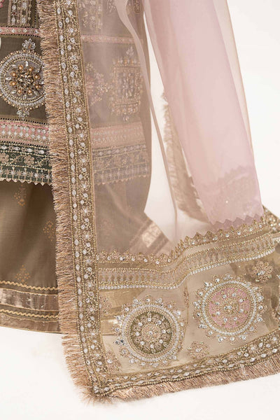 Maria B | RTW | 3 Piece Embroidered Organza Suit-Brand:Maria B-Type:Luxury Formals-Brown - House of Maryam- Buy in UK, USA