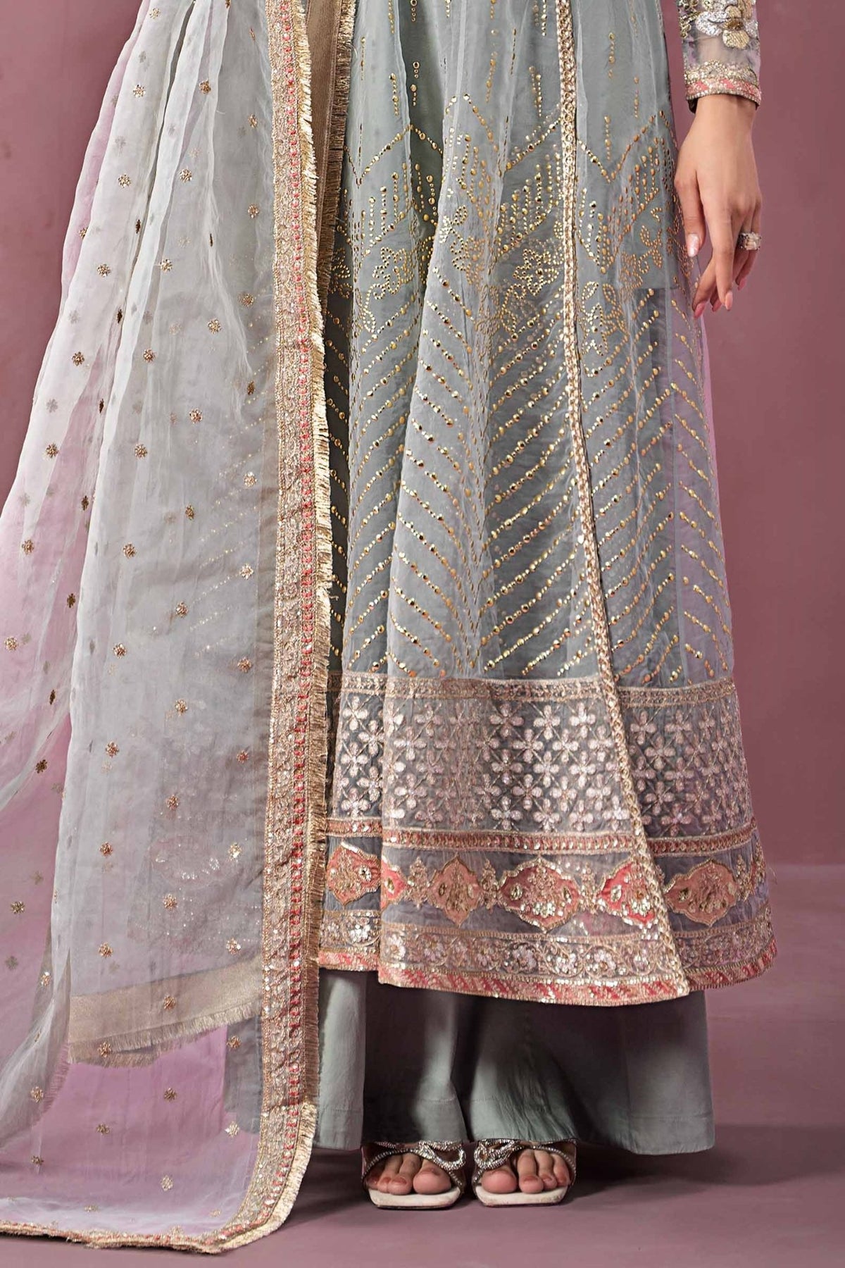 Maria B | RTW | 3 Piece Embroidered Organza Suit-Brand:Maria B-Type:Luxury Formals-Ferozi - House of Maryam- Buy in UK, USA