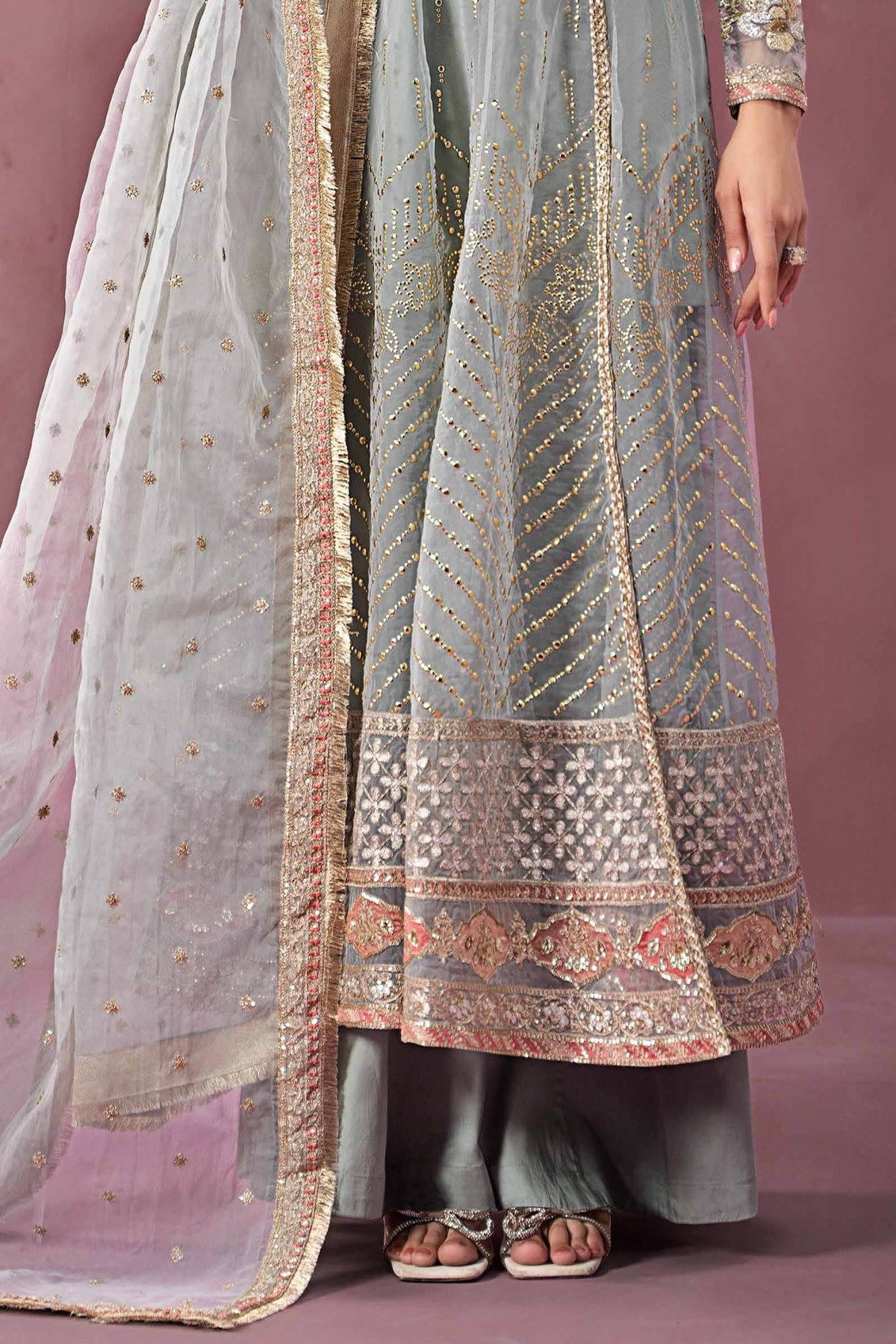 Maria B | RTW | 3 Piece Embroidered Organza Suit-Brand:Maria B-Type:Luxury Formals-Ferozi - House of Maryam- Buy in UK, USA