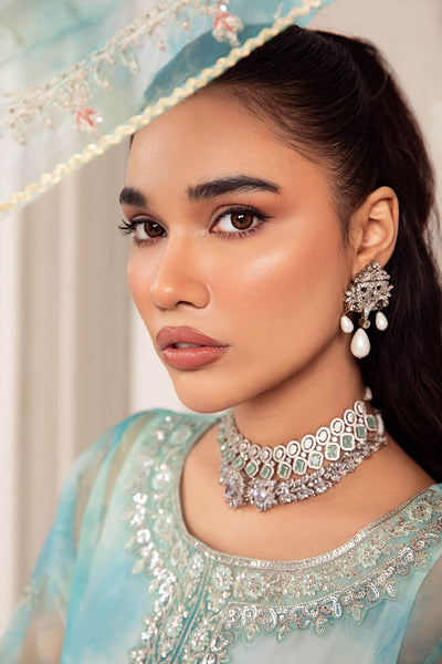Maria B | RTW | 3 Piece Embroidered Organza Suit-Brand:Maria B-Type:Luxury Formals-Ferozi - House of Maryam- Buy in UK, USA