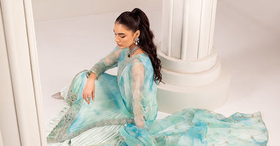 Maria B | RTW | 3 Piece Embroidered Organza Suit-Brand:Maria B-Type:Luxury Formals-Ferozi - House of Maryam- Buy in UK, USA