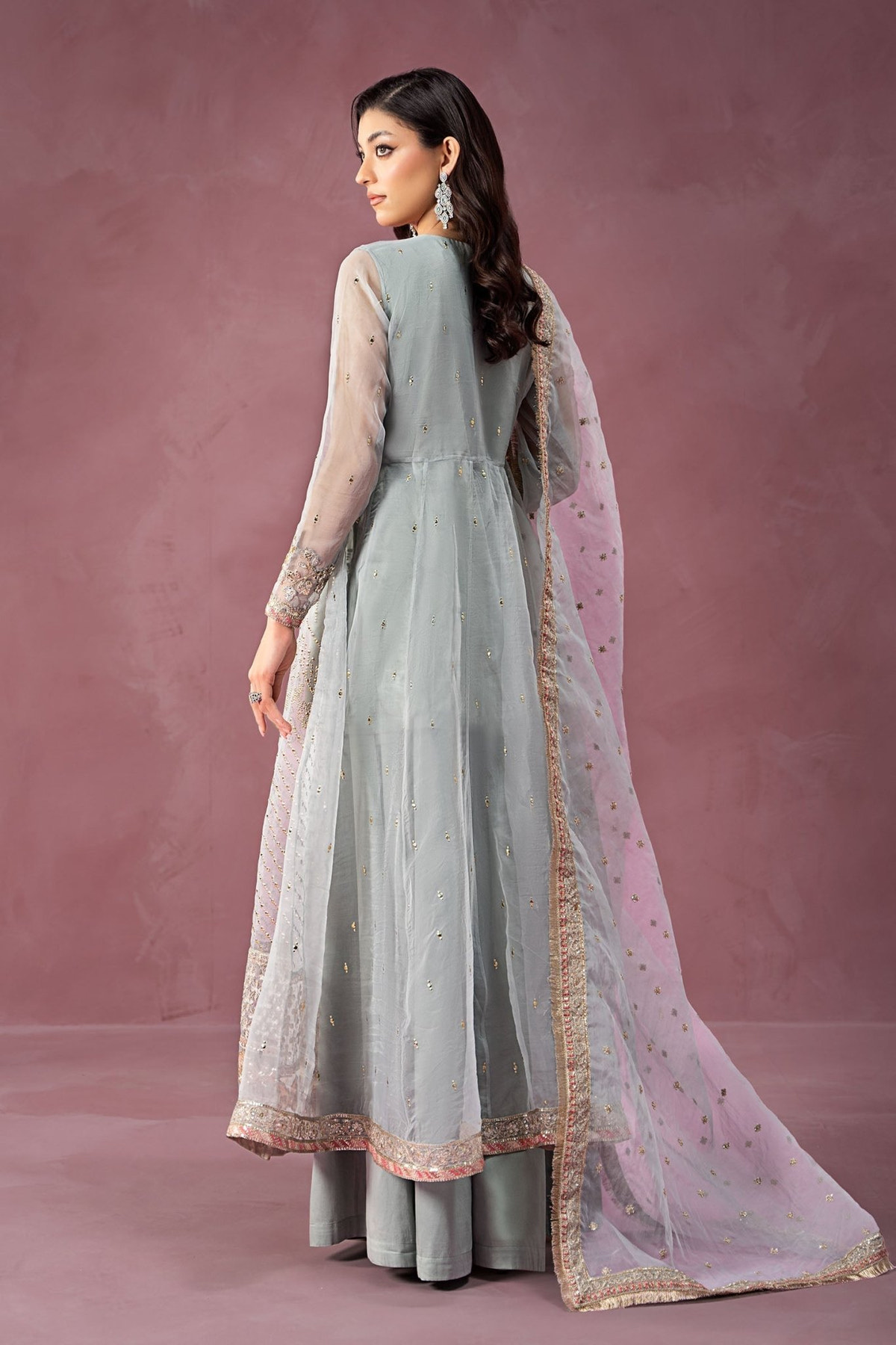 Maria B | RTW | 3 Piece Embroidered Organza Suit-Brand:Maria B-Type:Luxury Formals-Ferozi - House of Maryam- Buy in UK, USA