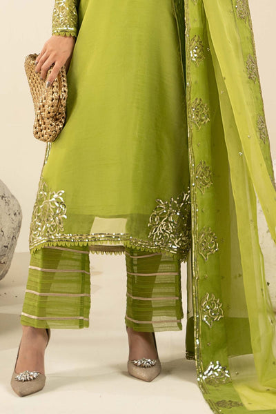 Maria B | RTW | 3 Piece Embroidered Organza Suit-Brand:Maria B-Type:Luxury Formals-Green - House of Maryam- Buy in UK, USA