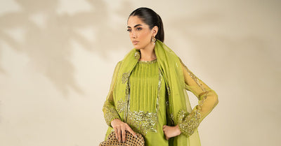 Maria B | RTW | 3 Piece Embroidered Organza Suit-Brand:Maria B-Type:Luxury Formals-Green - House of Maryam- Buy in UK, USA
