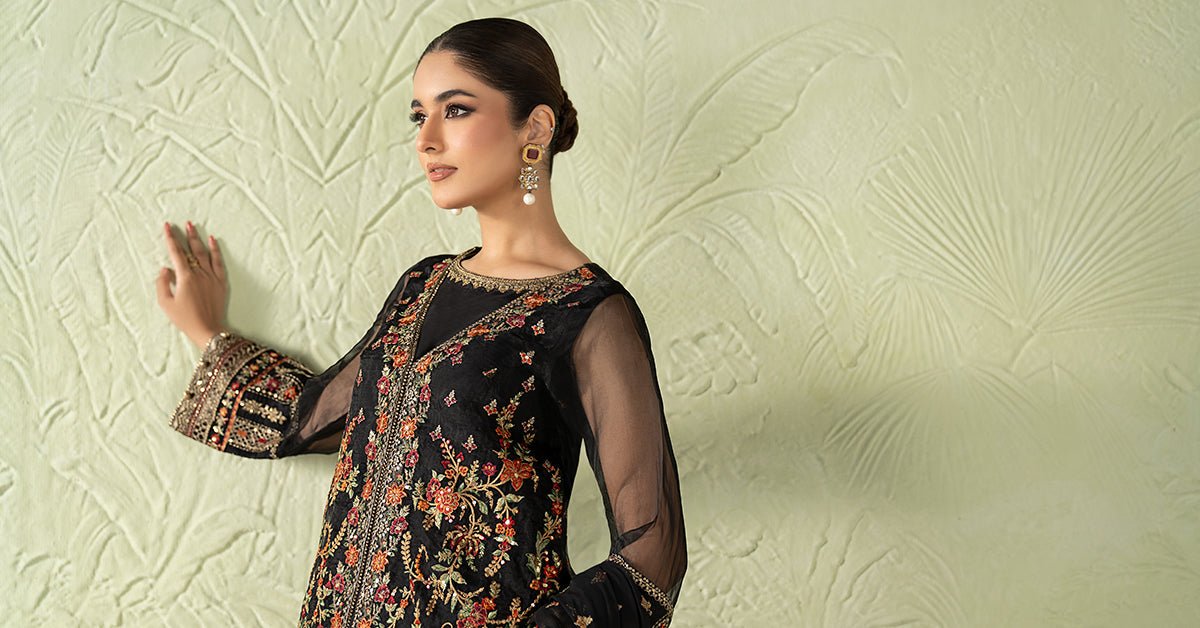 Maria B | RTW | 3 Piece Embroidered Organza Suit-Brand:Maria B-Type:Luxury Formals-Green - House of Maryam- Buy in UK, USA