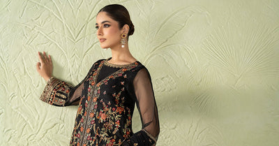 Maria B | RTW | 3 Piece Embroidered Organza Suit-Brand:Maria B-Type:Luxury Formals-Green - House of Maryam- Buy in UK, USA