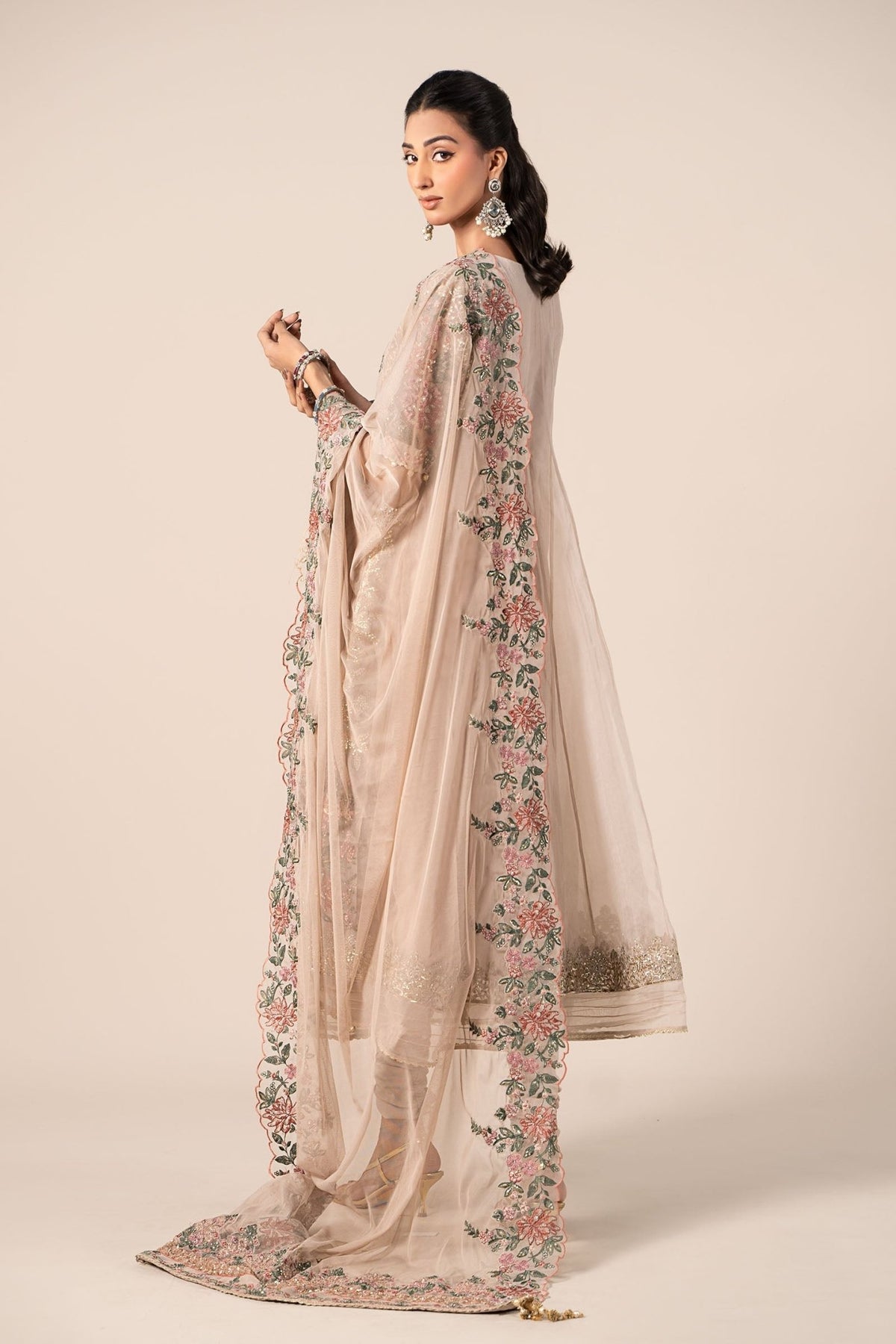 Maria B | RTW | 3 Piece Embroidered Organza Suit-Brand:Maria B-Type:Luxury Formals-Grey - House of Maryam- Buy in UK, USA