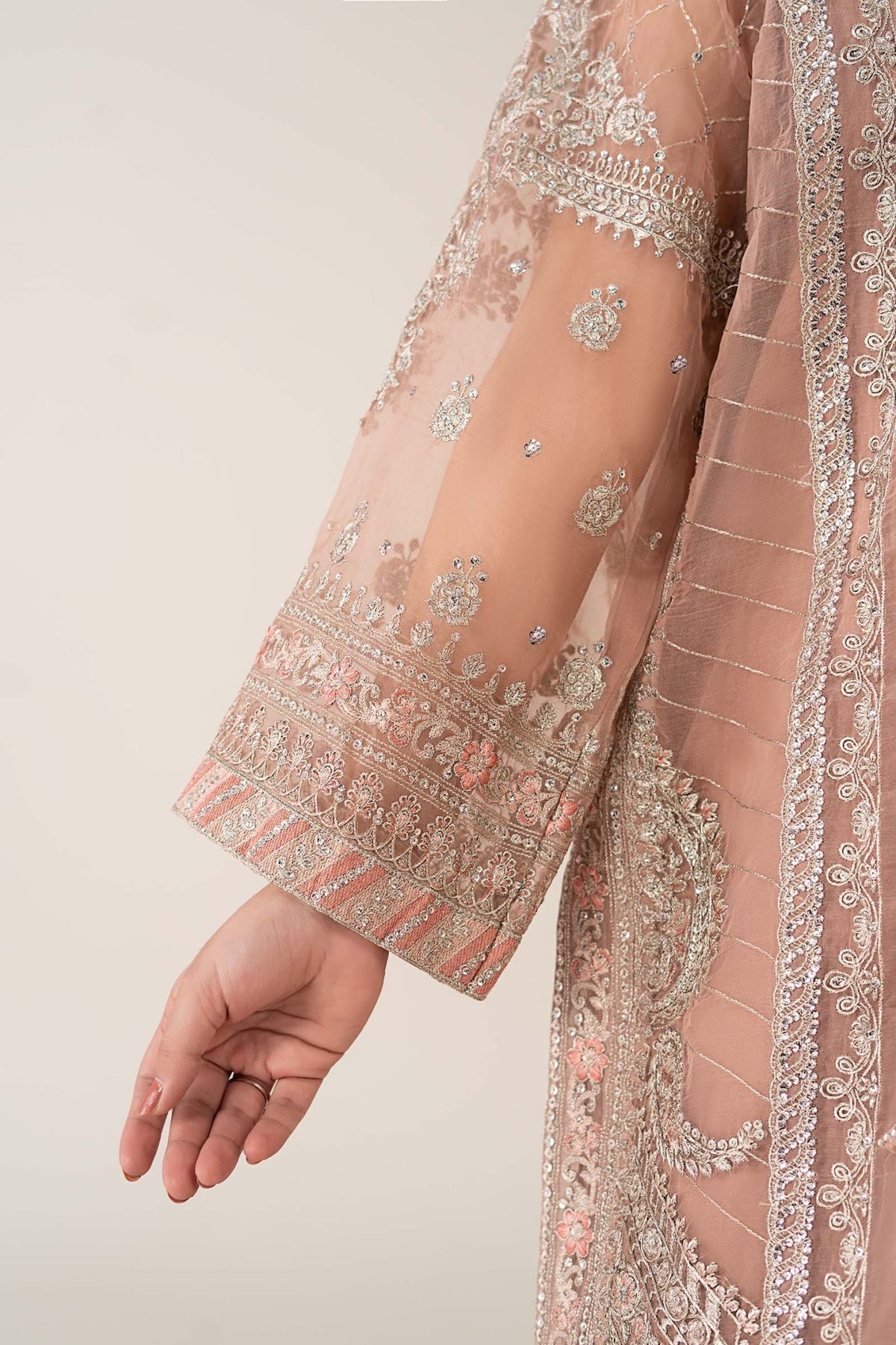Maria B | RTW | 3 Piece Embroidered Organza Suit-Brand:Maria B-Type:Luxury Formals-Pink - House of Maryam- Buy in UK, USA