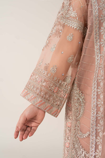 Maria B | RTW | 3 Piece Embroidered Organza Suit-Brand:Maria B-Type:Luxury Formals-Pink - House of Maryam- Buy in UK, USA