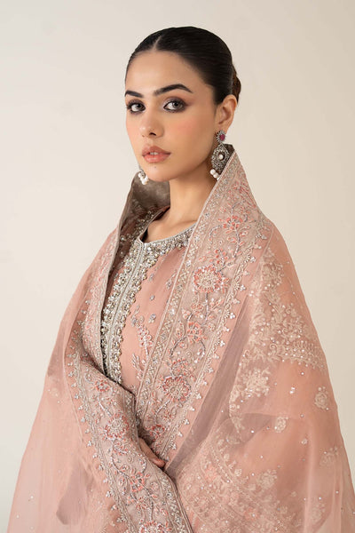 Maria B | RTW | 3 Piece Embroidered Organza Suit-Brand:Maria B-Type:Luxury Formals-Pink - House of Maryam- Buy in UK, USA