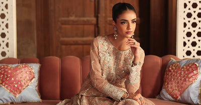 Maria B | RTW | 3 Piece Embroidered Organza Suit-Brand:Maria B-Type:Luxury Formals-Pink - House of Maryam- Buy in UK, USA