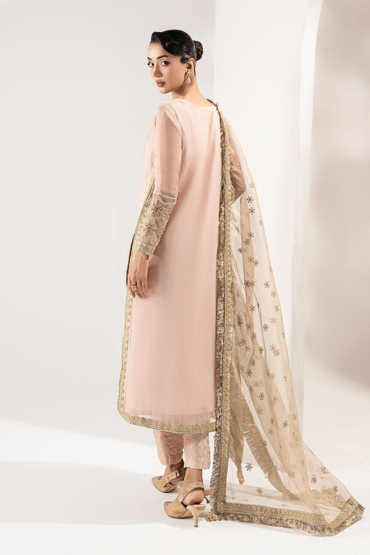Maria B | RTW | 3 Piece Embroidered Organza Suit-Brand:Maria B-Type:Luxury Formals-Pink - House of Maryam- Buy in UK, USA