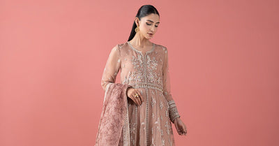 Maria B | RTW | 3 Piece Embroidered Organza Suit-Brand:Maria B-Type:Luxury Formals-Pink - House of Maryam- Buy in UK, USA