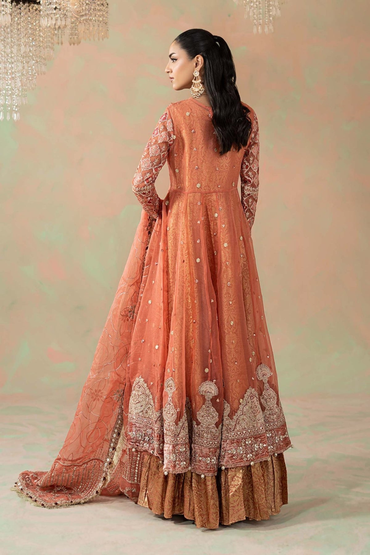 Maria B | RTW | 3 Piece Embroidered Organza Suit-Brand:Maria B-Type:Luxury Formals-Pink - House of Maryam- Buy in UK, USA