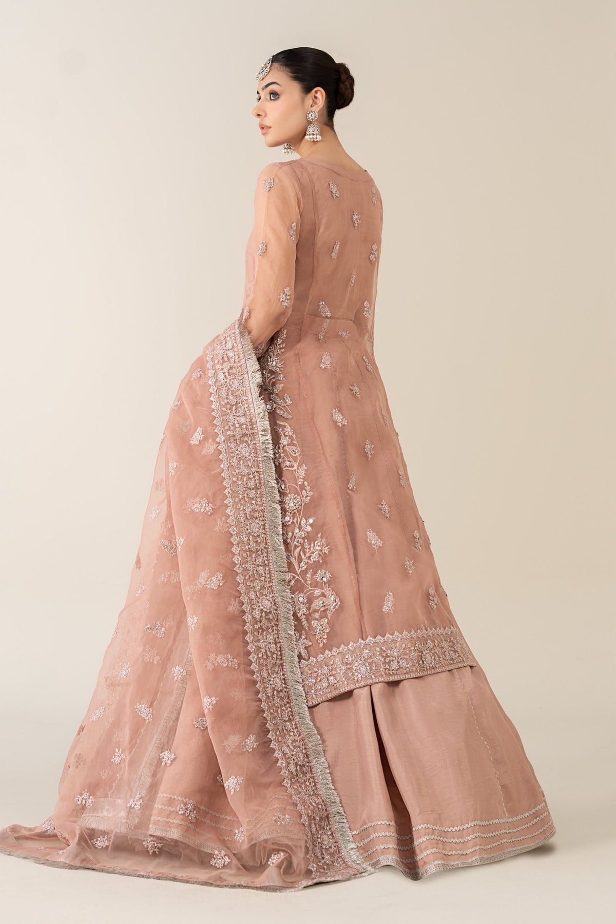 Maria B | RTW | 3 Piece Embroidered Organza Suit-Brand:Maria B-Type:Luxury Formals-Pink - House of Maryam- Buy in UK, USA