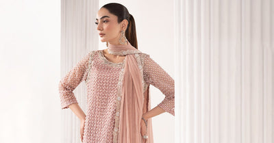 Maria B | RTW | 3 Piece Embroidered Organza Suit-Brand:Maria B-Type:Luxury Formals-Pink - House of Maryam- Buy in UK, USA