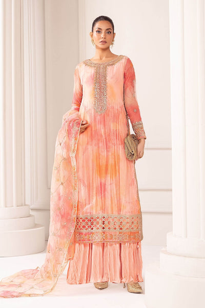 Maria B | RTW | 3 Piece Embroidered Organza Suit-Brand:Maria B-Type:Luxury Formals-Pink - House of Maryam- Buy in UK, USA