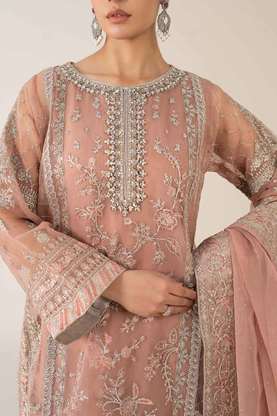 Maria B | RTW | 3 Piece Embroidered Organza Suit-Brand:Maria B-Type:Luxury Formals-Pink - House of Maryam- Buy in UK, USA