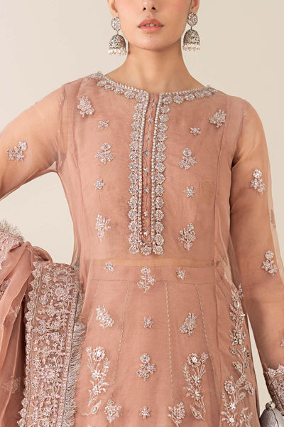 Maria B | RTW | 3 Piece Embroidered Organza Suit-Brand:Maria B-Type:Luxury Formals-Pink - House of Maryam- Buy in UK, USA