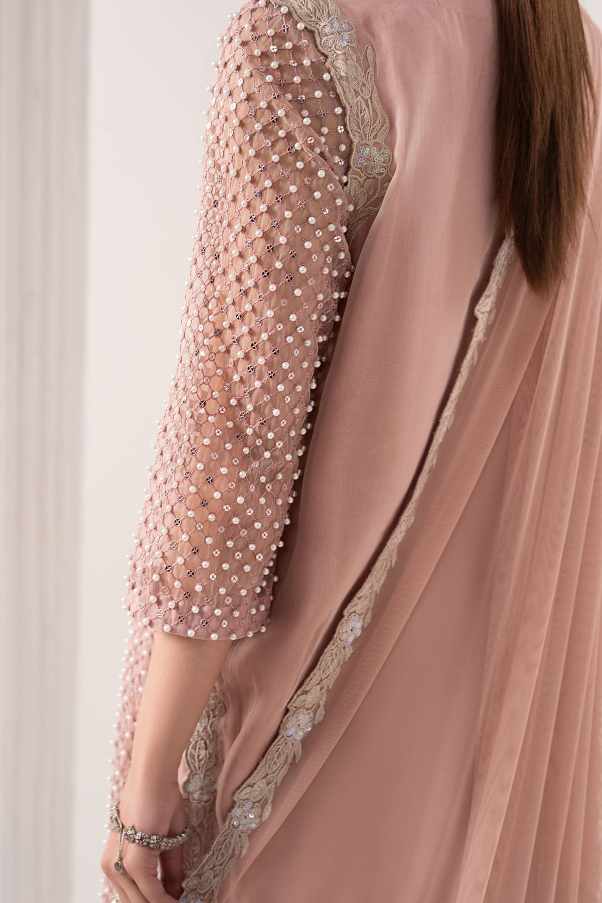 Maria B | RTW | 3 Piece Embroidered Organza Suit-Brand:Maria B-Type:Luxury Formals-Pink - House of Maryam- Buy in UK, USA