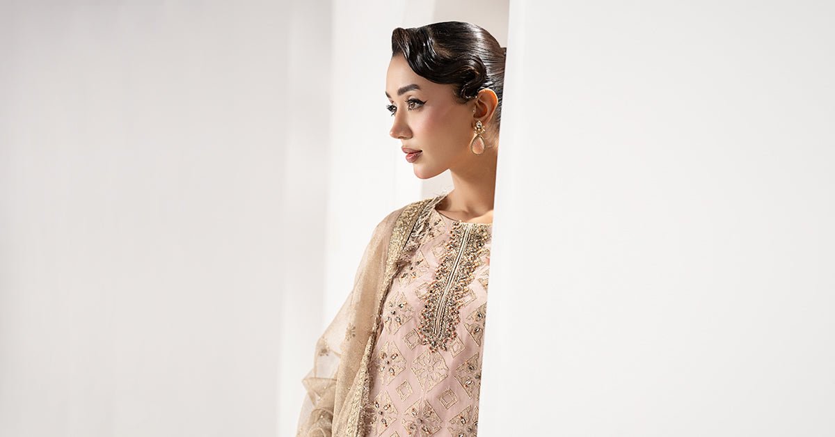 Maria B | RTW | 3 Piece Embroidered Organza Suit-Brand:Maria B-Type:Luxury Formals-Pink - House of Maryam- Buy in UK, USA