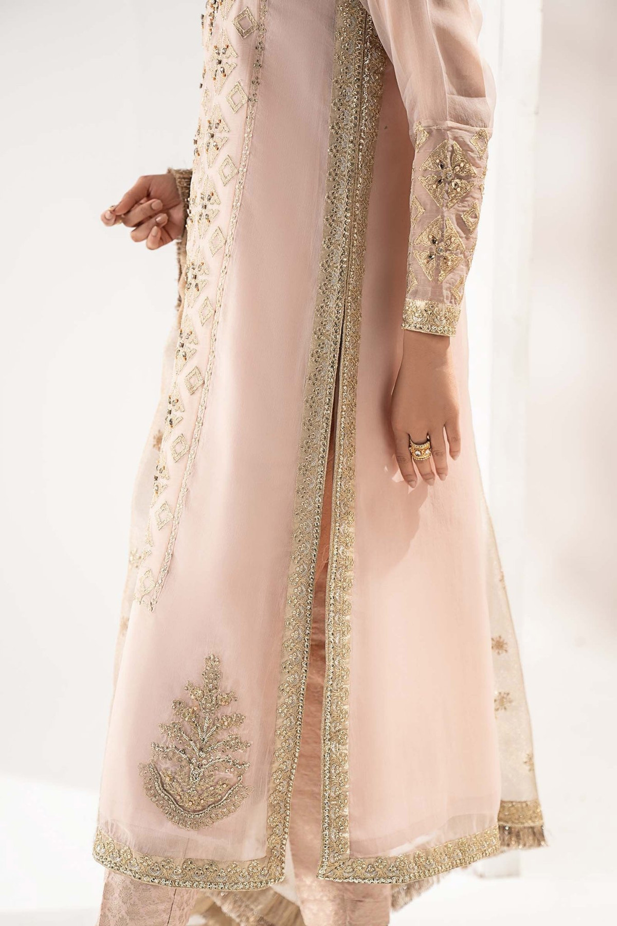 Maria B | RTW | 3 Piece Embroidered Organza Suit-Brand:Maria B-Type:Luxury Formals-Pink - House of Maryam- Buy in UK, USA
