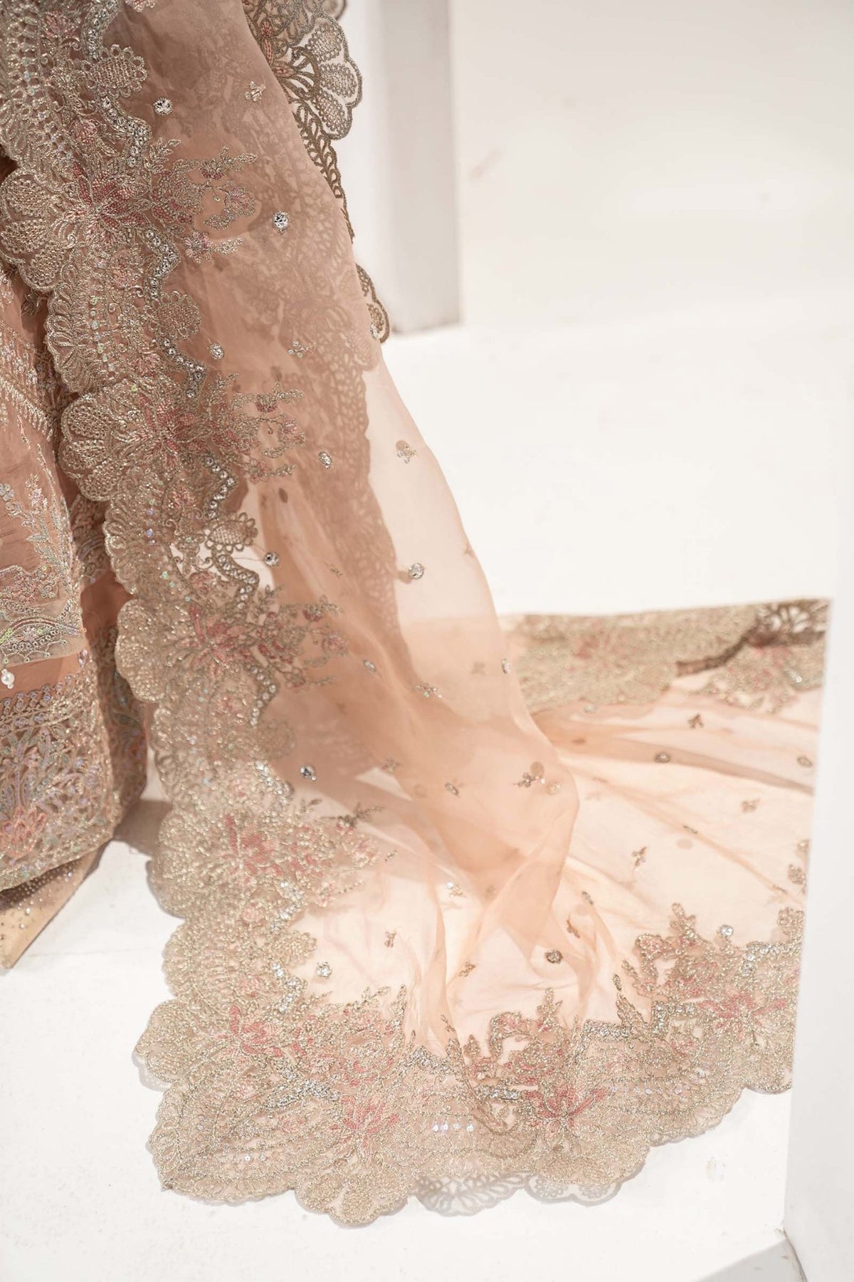 Maria B | RTW | 3 Piece Embroidered Organza Suit-Brand:Maria B-Type:Luxury Formals-Pink - House of Maryam- Buy in UK, USA