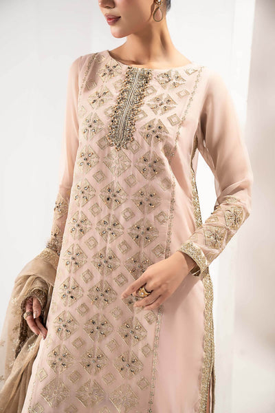 Maria B | RTW | 3 Piece Embroidered Organza Suit-Brand:Maria B-Type:Luxury Formals-Pink - House of Maryam- Buy in UK, USA
