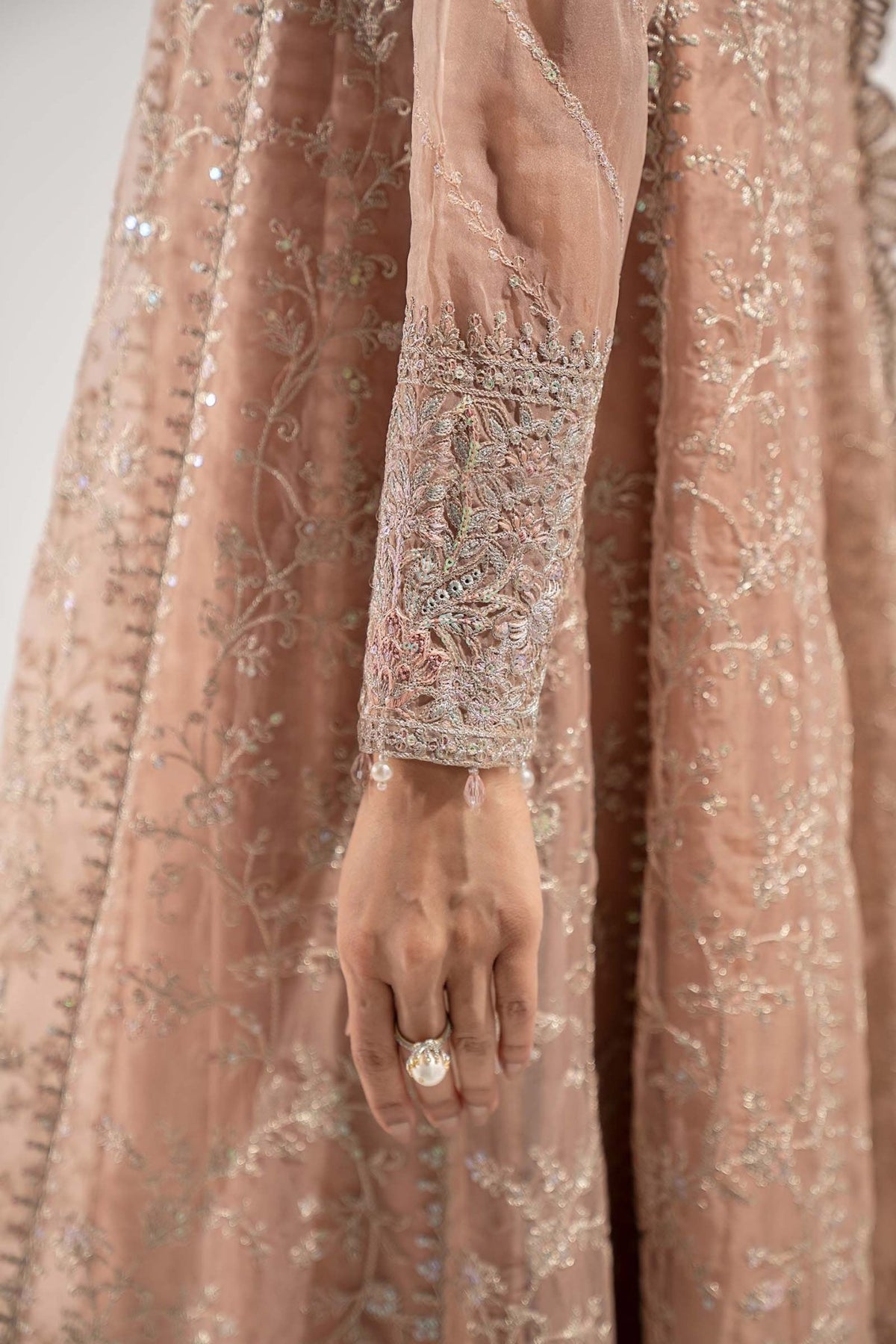 Maria B | RTW | 3 Piece Embroidered Organza Suit-Brand:Maria B-Type:Luxury Formals-Pink - House of Maryam- Buy in UK, USA