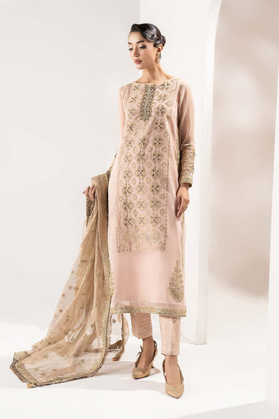 Maria B | RTW | 3 Piece Embroidered Organza Suit-Brand:Maria B-Type:Luxury Formals-Pink - House of Maryam- Buy in UK, USA