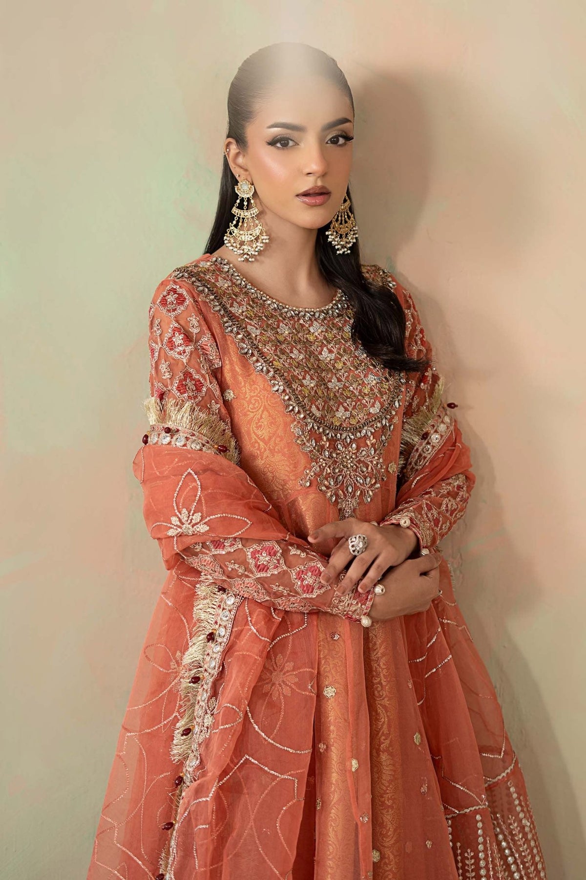 Maria B | RTW | 3 Piece Embroidered Organza Suit-Brand:Maria B-Type:Luxury Formals-Pink - House of Maryam- Buy in UK, USA