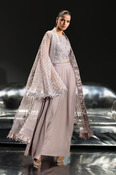 Maria B | RTW | 3 Piece Embroidered Organza Suit-Brand:Maria B-Type:Luxury Formals-Purple - House of Maryam- Buy in UK, USA