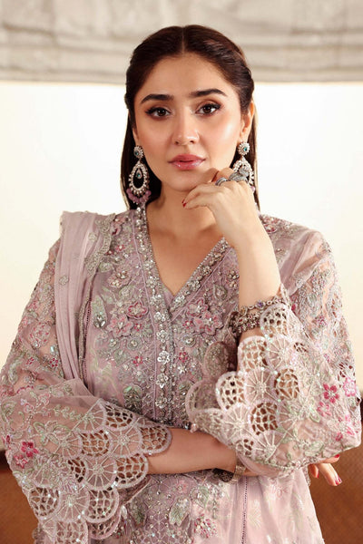 Maria B | RTW | 3 Piece Embroidered Organza Suit-Brand:Maria B-Type:Luxury Formals-Purple - House of Maryam- Buy in UK, USA