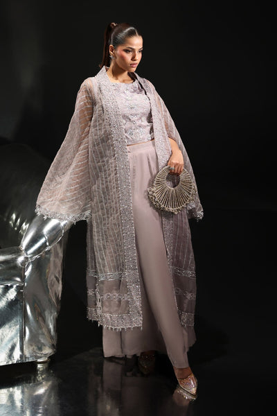 Maria B | RTW | 3 Piece Embroidered Organza Suit-Brand:Maria B-Type:Luxury Formals-Purple - House of Maryam- Buy in UK, USA