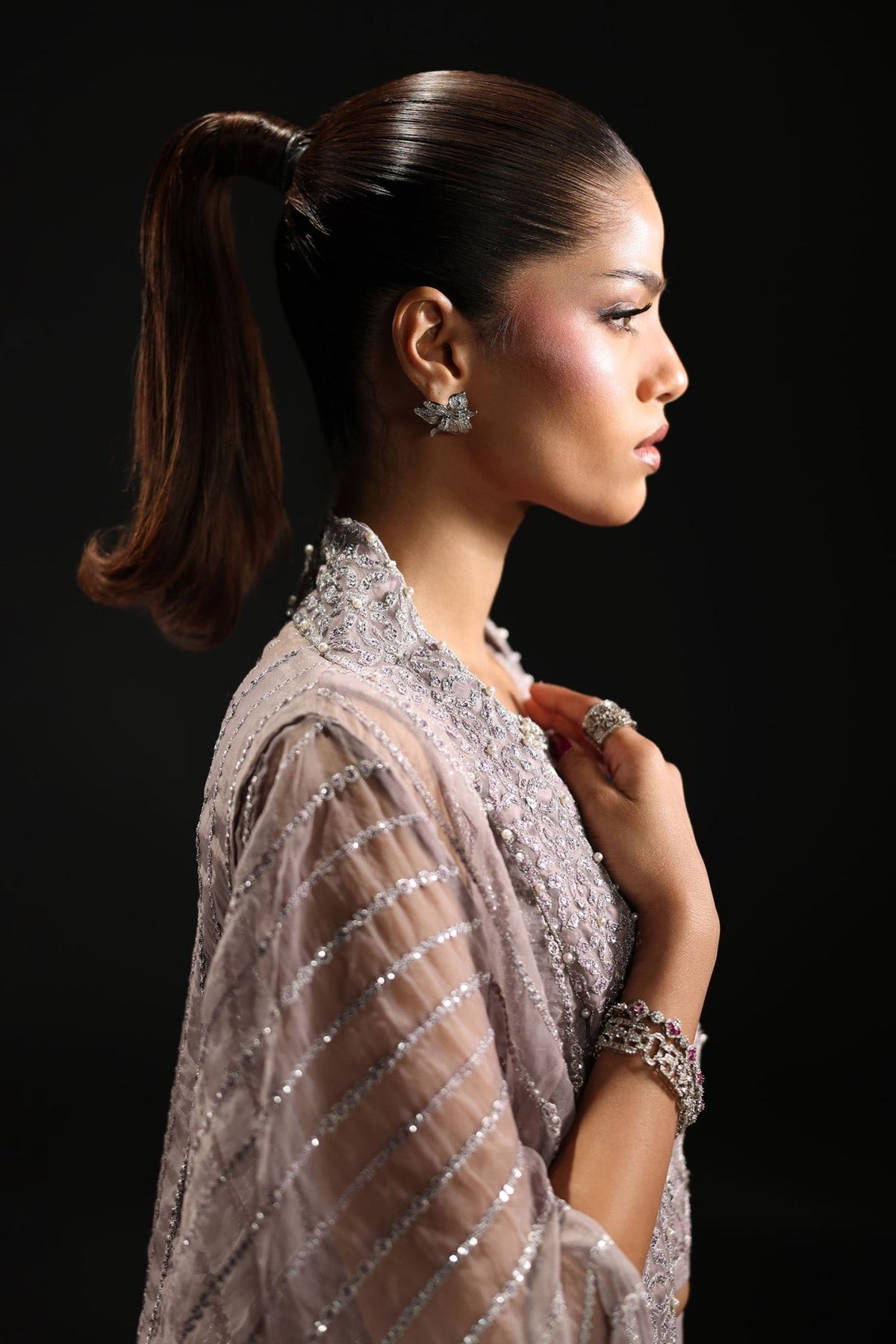 Maria B | RTW | 3 Piece Embroidered Organza Suit-Brand:Maria B-Type:Luxury Formals-Purple - House of Maryam- Buy in UK, USA