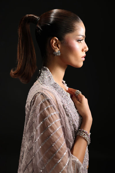 Maria B | RTW | 3 Piece Embroidered Organza Suit-Brand:Maria B-Type:Luxury Formals-Purple - House of Maryam- Buy in UK, USA