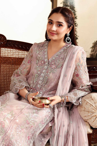 Maria B | RTW | 3 Piece Embroidered Organza Suit-Brand:Maria B-Type:Luxury Formals-Purple - House of Maryam- Buy in UK, USA