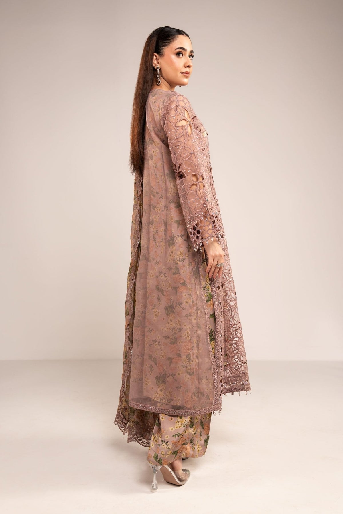 Maria B | RTW | 3 Piece Embroidered Organza Suit-Brand:Maria B-Type:Luxury Formals-Purple - House of Maryam- Buy in UK, USA