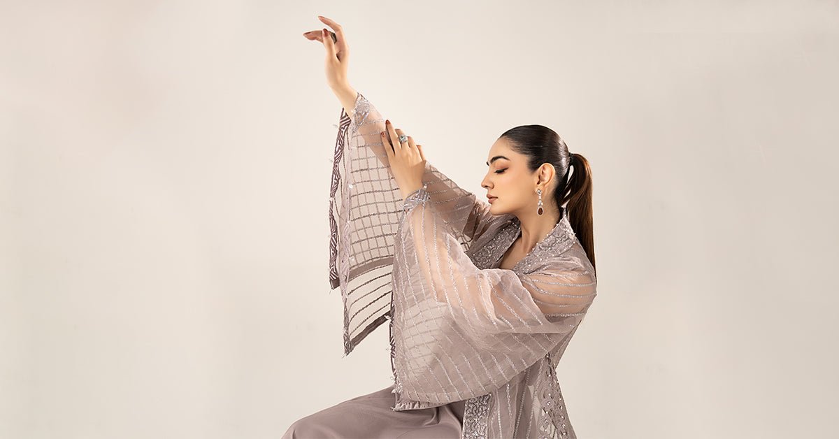 Maria B | RTW | 3 Piece Embroidered Organza Suit-Brand:Maria B-Type:Luxury Formals-Purple - House of Maryam- Buy in UK, USA