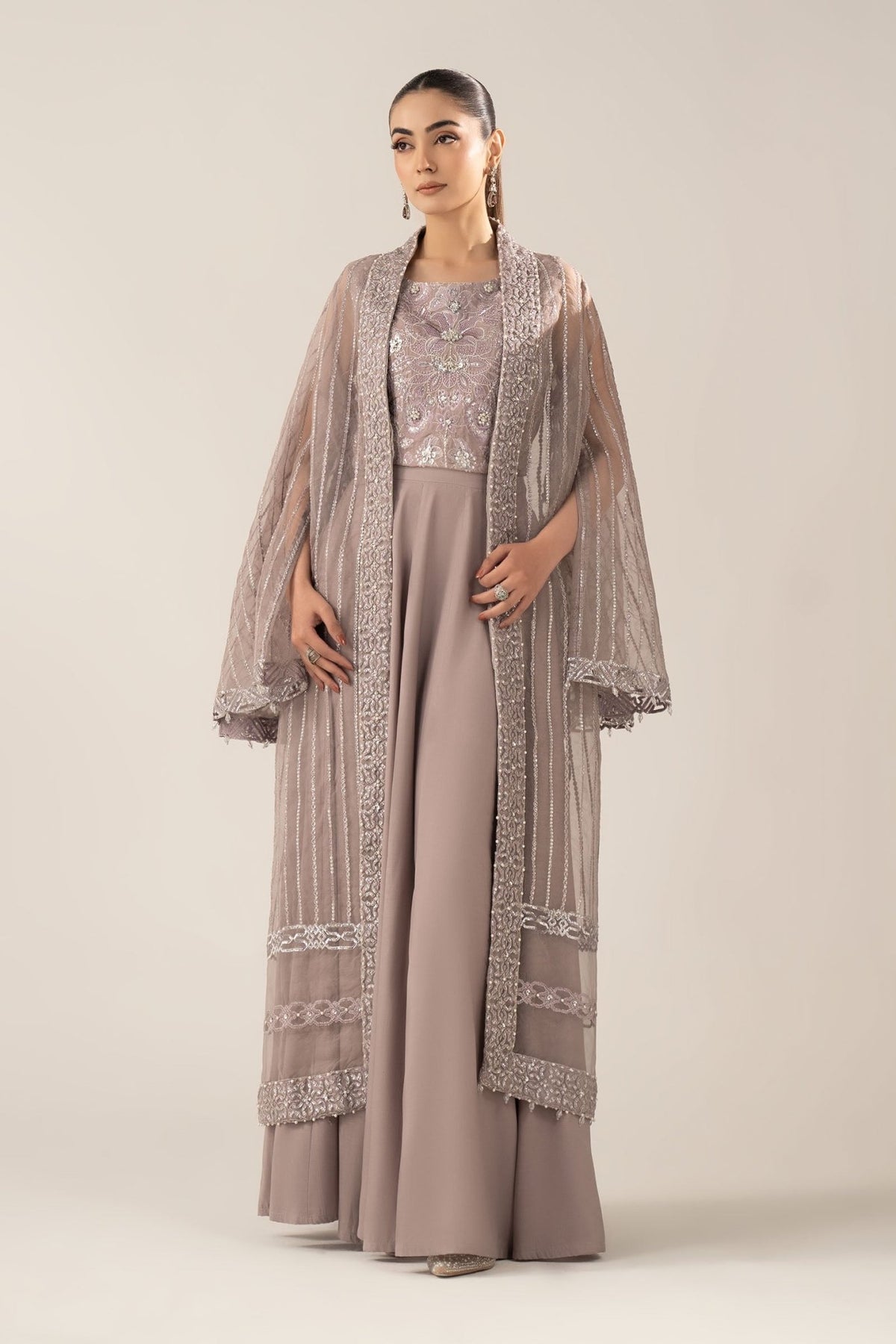 Maria B | RTW | 3 Piece Embroidered Organza Suit-Brand:Maria B-Type:Luxury Formals-Purple - House of Maryam- Buy in UK, USA