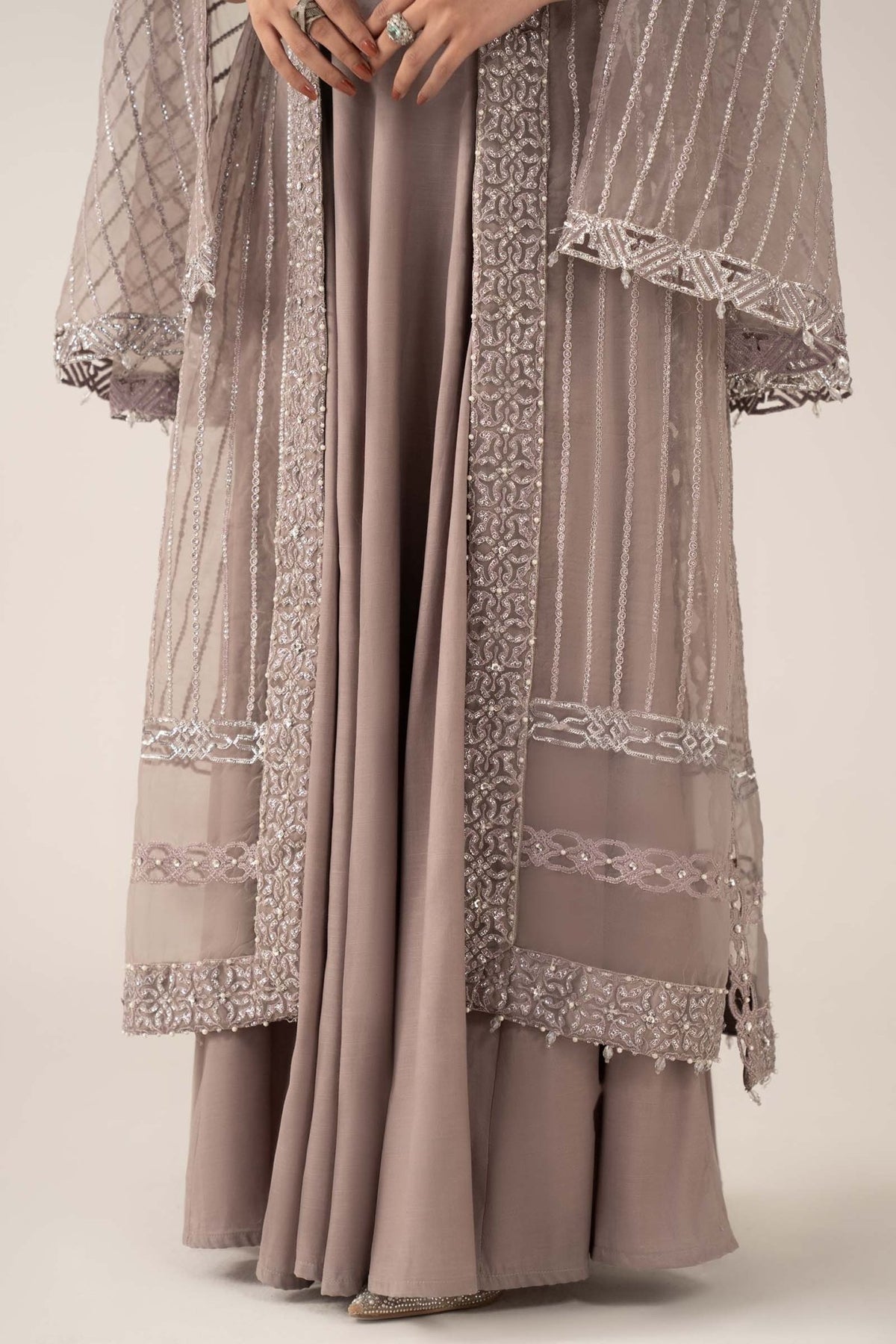Maria B | RTW | 3 Piece Embroidered Organza Suit-Brand:Maria B-Type:Luxury Formals-Purple - House of Maryam- Buy in UK, USA