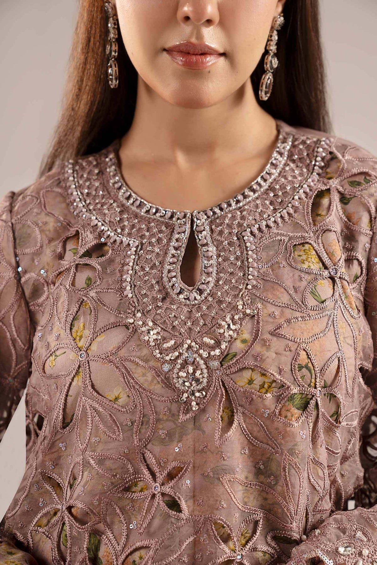 Maria B | RTW | 3 Piece Embroidered Organza Suit-Brand:Maria B-Type:Luxury Formals-Purple - House of Maryam- Buy in UK, USA