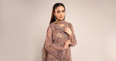 Maria B | RTW | 3 Piece Embroidered Organza Suit-Brand:Maria B-Type:Luxury Formals-Purple - House of Maryam- Buy in UK, USA