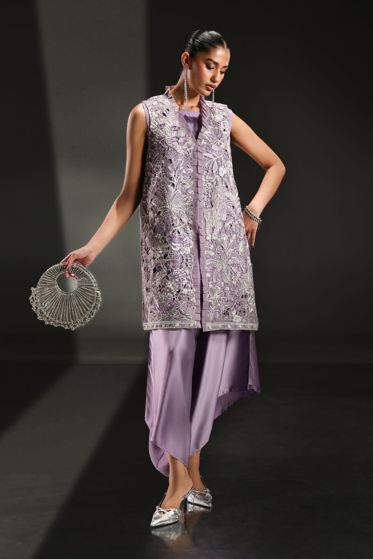 Maria B | RTW | 3 Piece Embroidered Organza Suit-Brand:Maria B-Type:Luxury Formals-Purple - House of Maryam- Buy in UK, USA
