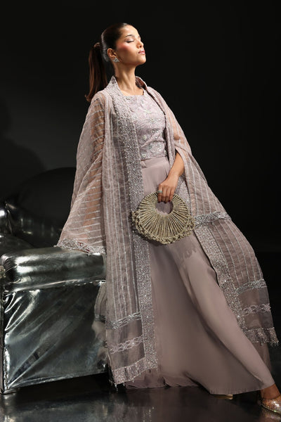 Maria B | RTW | 3 Piece Embroidered Organza Suit-Brand:Maria B-Type:Luxury Formals-Purple - House of Maryam- Buy in UK, USA
