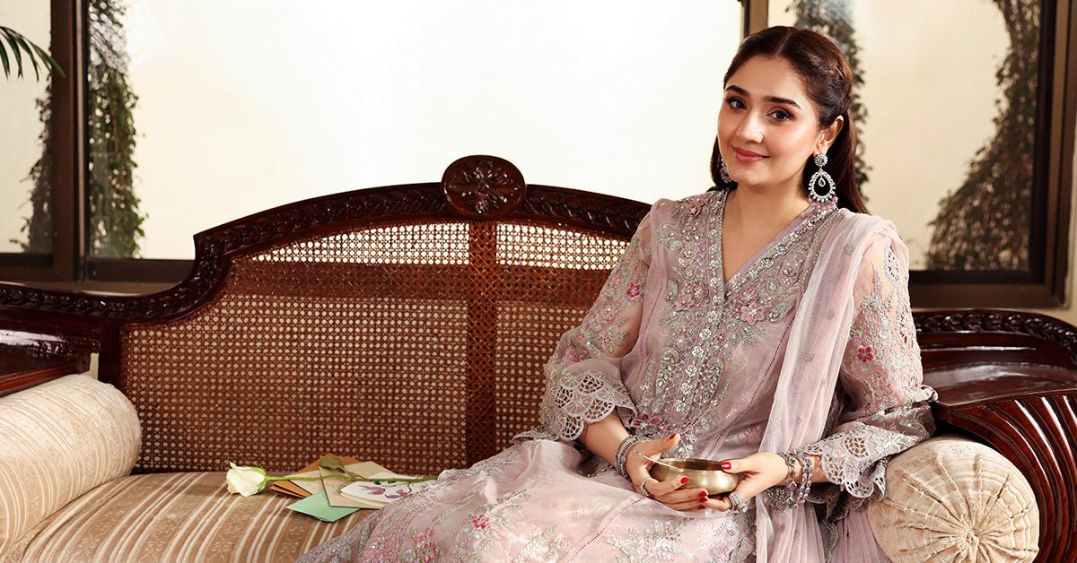 Maria B | RTW | 3 Piece Embroidered Organza Suit-Brand:Maria B-Type:Luxury Formals-Purple - House of Maryam- Buy in UK, USA