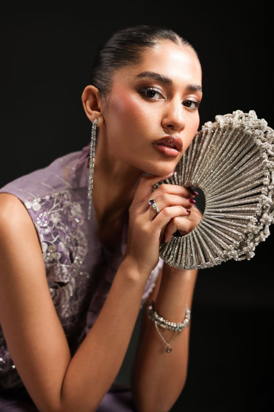 Maria B | RTW | 3 Piece Embroidered Organza Suit-Brand:Maria B-Type:Luxury Formals-Purple - House of Maryam- Buy in UK, USA