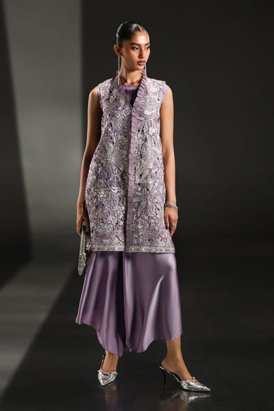 Maria B | RTW | 3 Piece Embroidered Organza Suit-Brand:Maria B-Type:Luxury Formals-Purple - House of Maryam- Buy in UK, USA