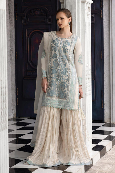 Maria B | RTW | 3 Piece Embroidered Organza Suit-Brand:Maria B-Type:Luxury Formals-White - House of Maryam- Buy in UK, USA