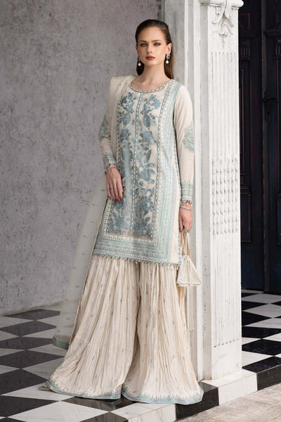 Maria B | RTW | 3 Piece Embroidered Organza Suit-Brand:Maria B-Type:Luxury Formals-White - House of Maryam- Buy in UK, USA